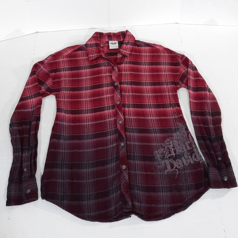Harley Davidson Ombre Plaid Long Sleeve Shirt
